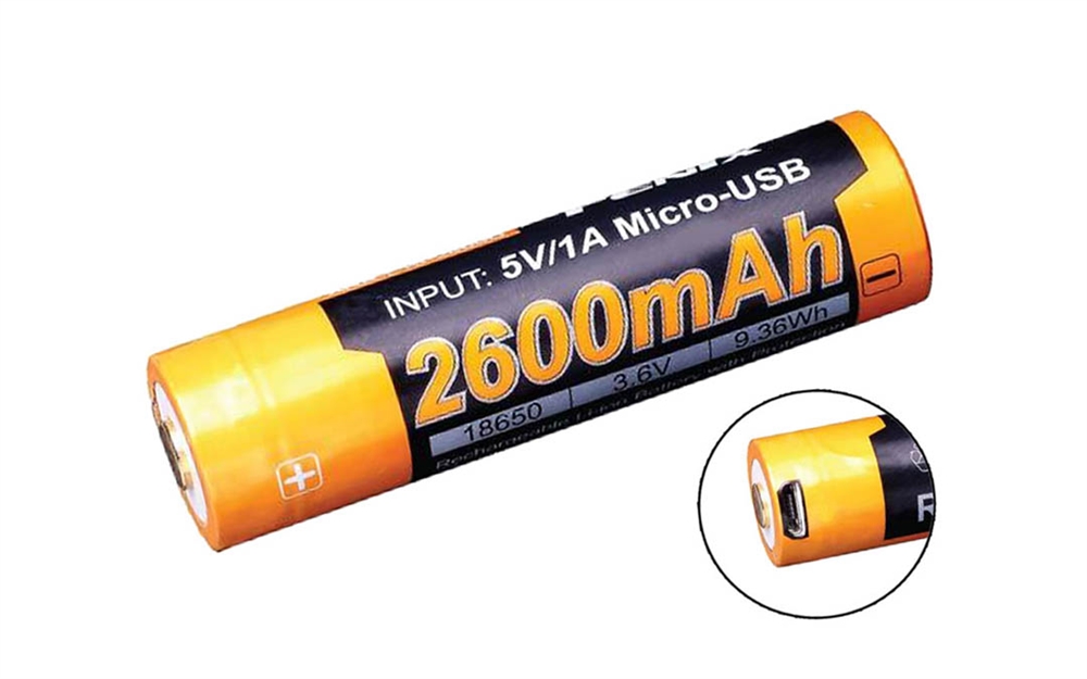 Batteries And Chargers FENIX 2600U 18650 USB-Rechargeable Battery