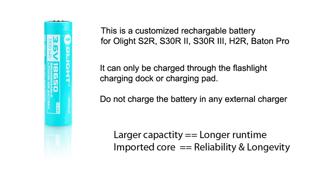 Batteries & Chargers Olight ORB-186C35 Custom 3500mAh 18650 Li-ion Battery - Image 2