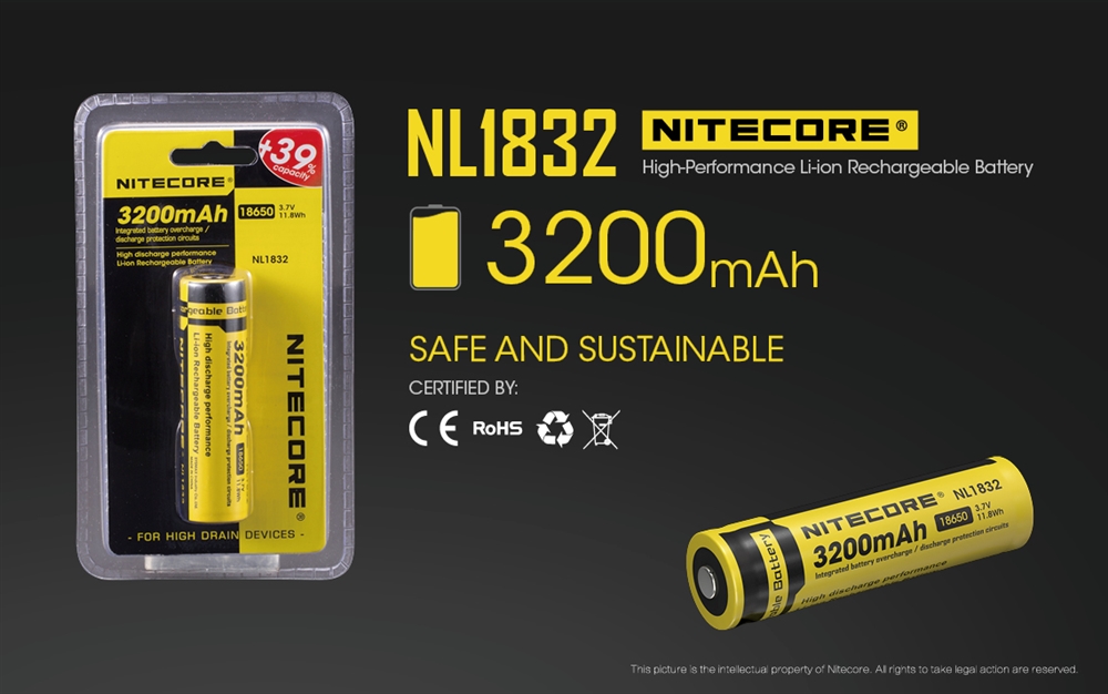 Batteries & Chargers NITECORE NL188 3200mAH 18650 Rechargeable Battery - Image 2