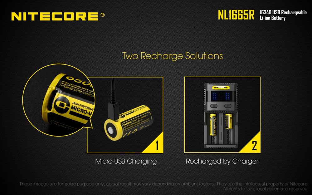 Batteries & Chargers NITECORE NL1665R 650mAh 16340 USB Rechargeable Battery - Image 3