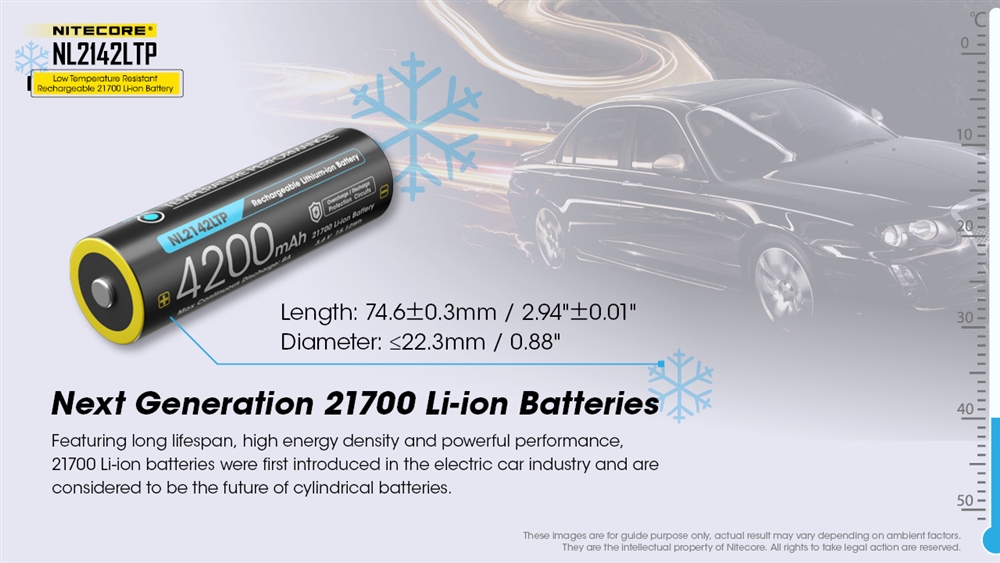 Batteries & Chargers NITECORE NL2142LTP Cold Weather 21700 Battery - Image 4