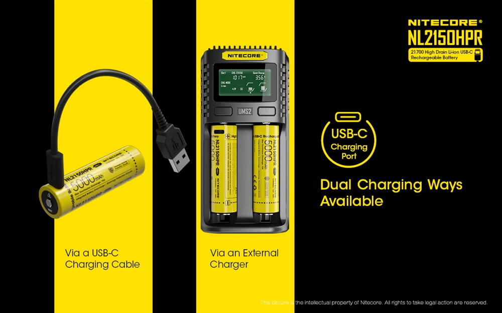 Batteries & Chargers NITECORE NL2150HPR 5000mAh USB-C 21700 Battery (>>15A) - Image 3