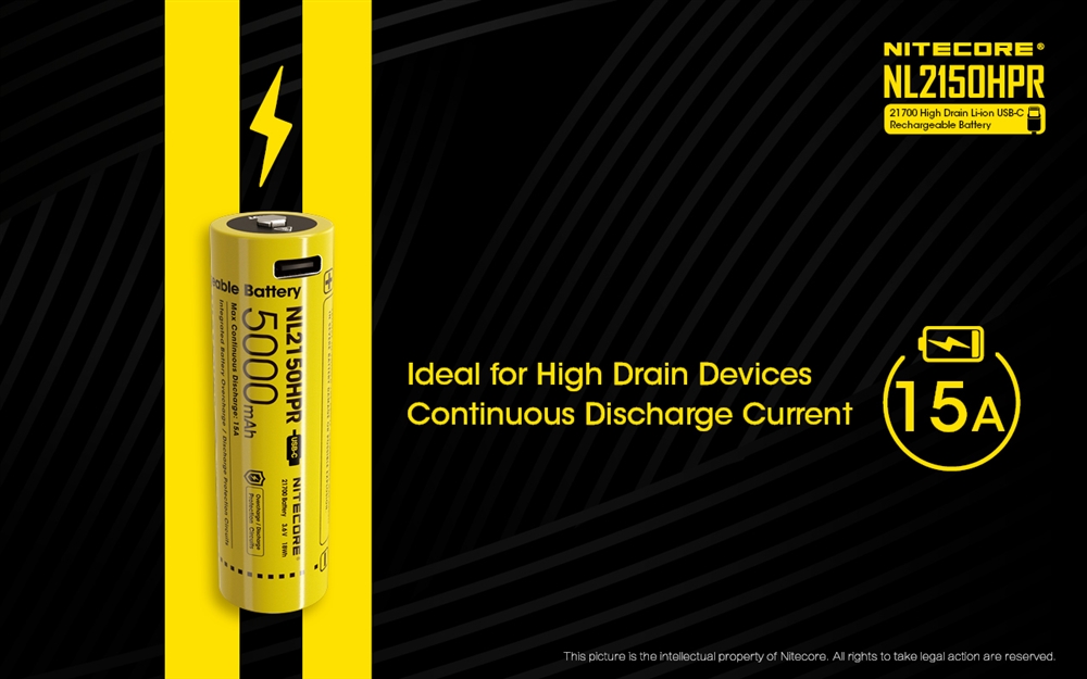 Batteries & Chargers NITECORE NL2150HPR 5000mAh USB-C 21700 Battery (>>15A) - Image 5