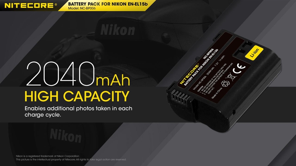 Camera Accessories Nitecore NC-BP006 Camera Battery Compatible Nikon EN-EL15B - Image 3