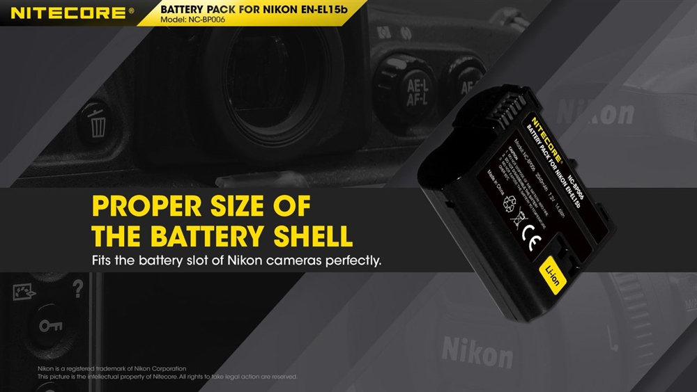 Camera Accessories Nitecore NC-BP006 Camera Battery Compatible Nikon EN-EL15B - Image 5