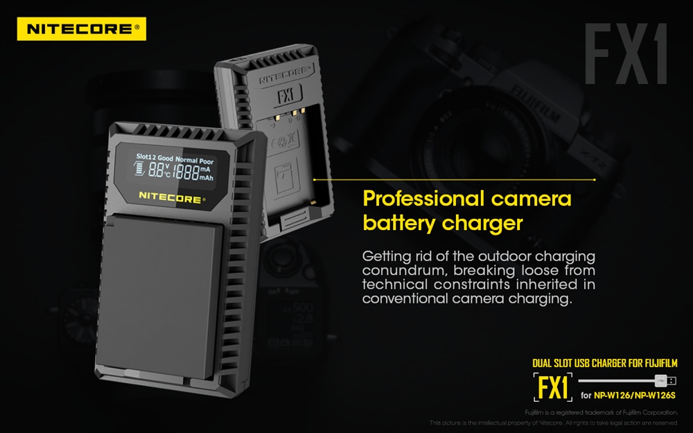 Camera Accessories NITECORE FX1 Charger For Fujifilm NP-W126, NP-W126S Battery - Image 2