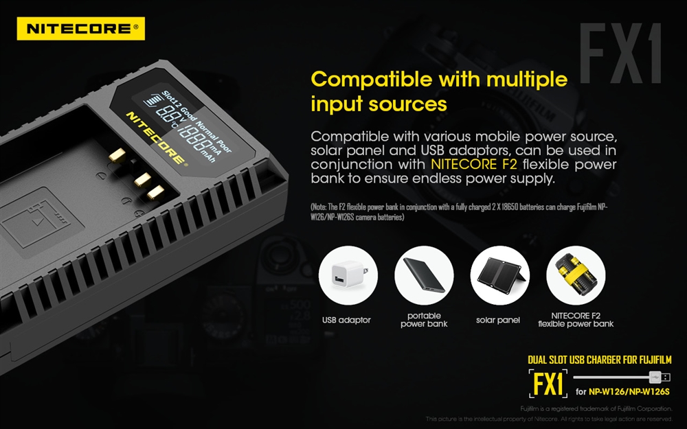 Camera Accessories NITECORE FX1 Charger For Fujifilm NP-W126, NP-W126S Battery - Image 5