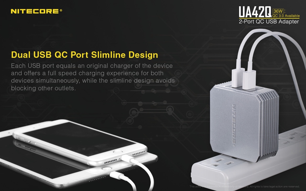 Power Adapters NITECORE UA42Q 2-Port Quick-Charge USB 2.0 & 3.0 Adapter - Image 6