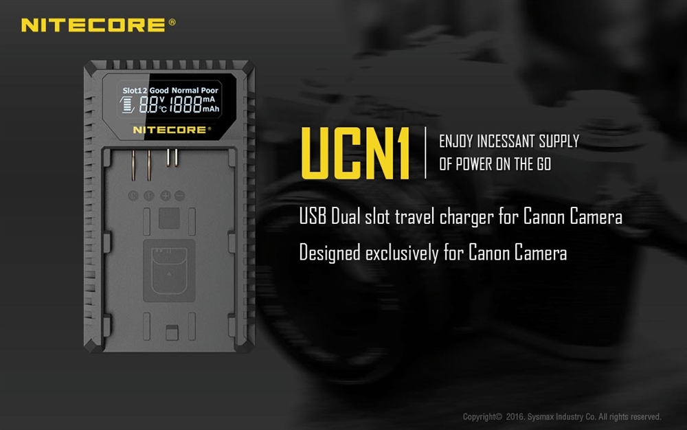 Camera Accessories NITECORE UCN1 - 2 Port USB Canon Battery Travel Charger - Image 2