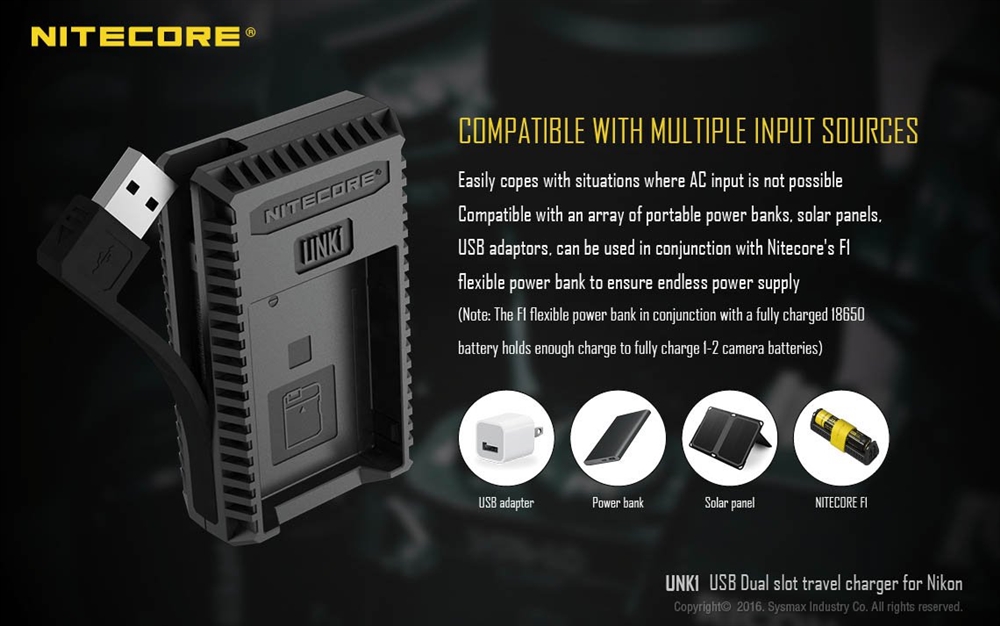 Camera Accessories NITECORE UNK1 - 2 Port USB Nikon Battery Travel Charger - Image 4