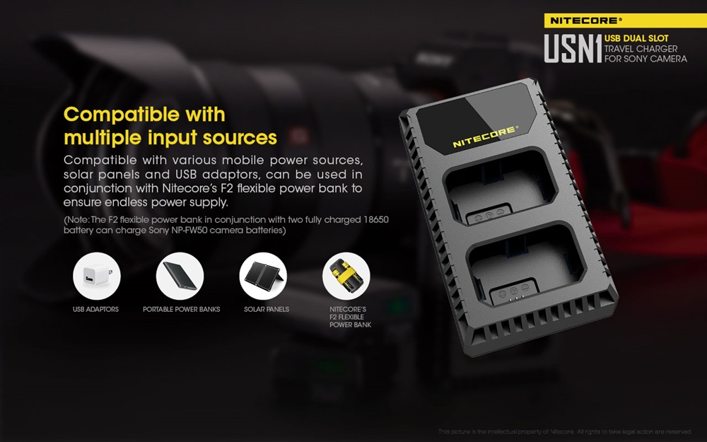 Camera Accessories NITECORE USN1 2 Slot Charger For Sony NP-FW50 Batteries - Image 3