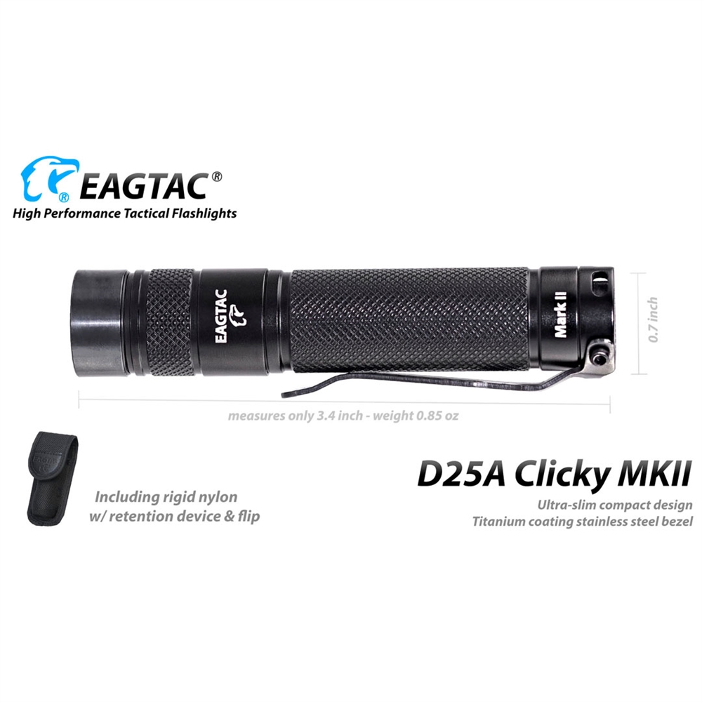 EagTac EDC Flashlights EagleTac D25A Clicky MKII 405 Lumen AA Tactical Flashlight - Image 2