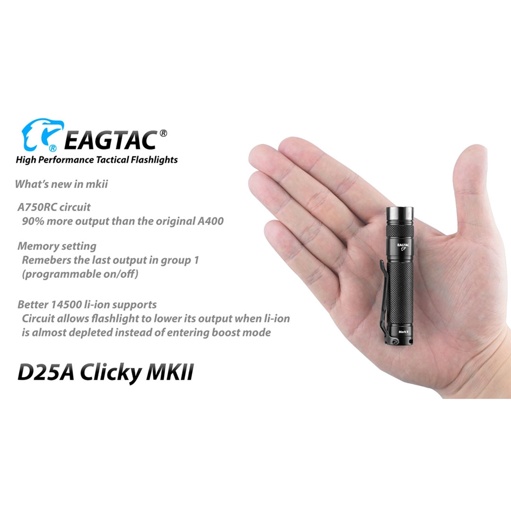 EagTac EDC Flashlights EagleTac D25A Clicky MKII 405 Lumen AA Tactical Flashlight - Image 3
