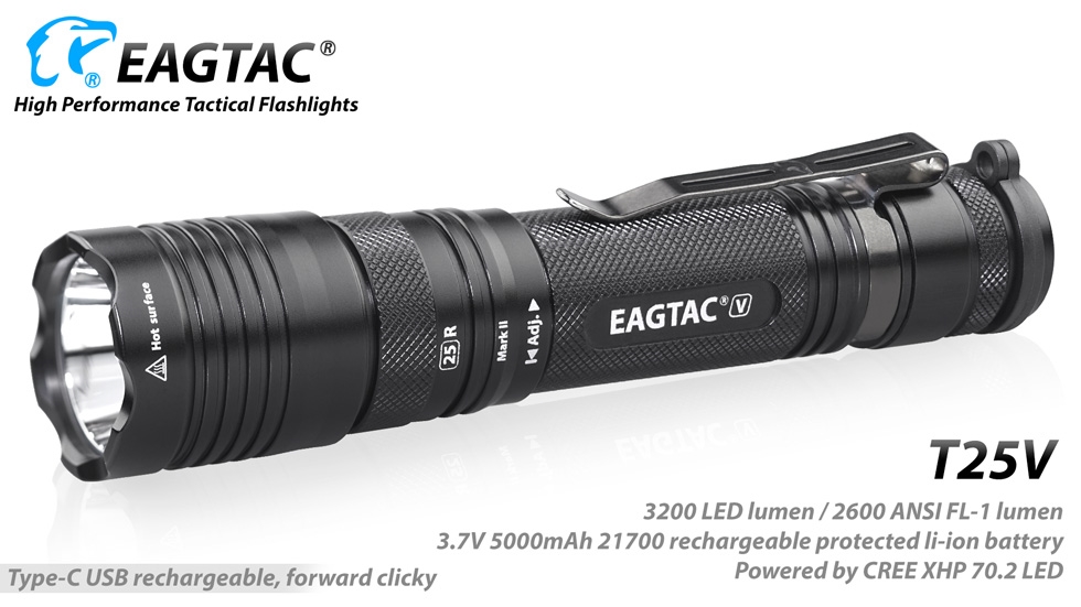 Tactical Flashlights EagleTac (Eagtac) T25V 3200 Lumen Rechargeable Flashlight - Image 2