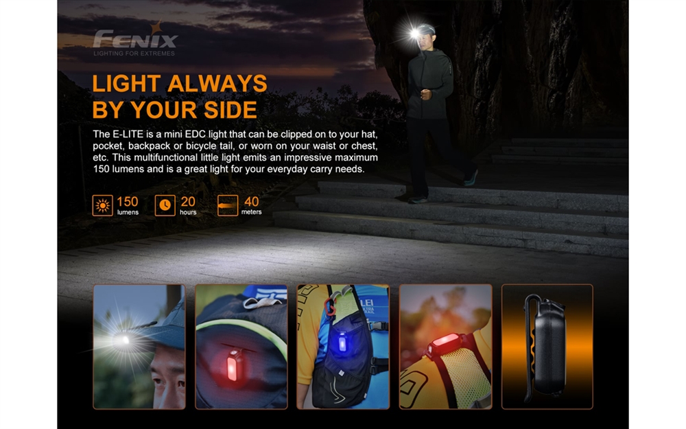 EDC Flashlights Fenix E-LITE 150 Lumen Tri-Color Clip-on Flashlight - Image 3