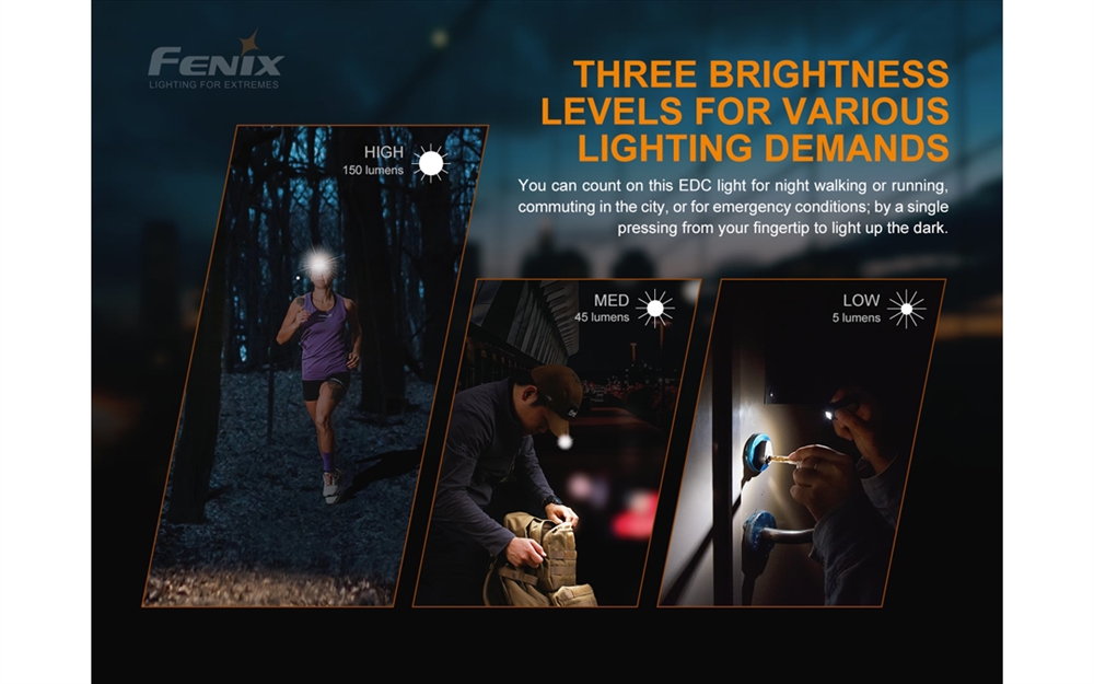 EDC Flashlights Fenix E-LITE 150 Lumen Tri-Color Clip-on Flashlight - Image 4