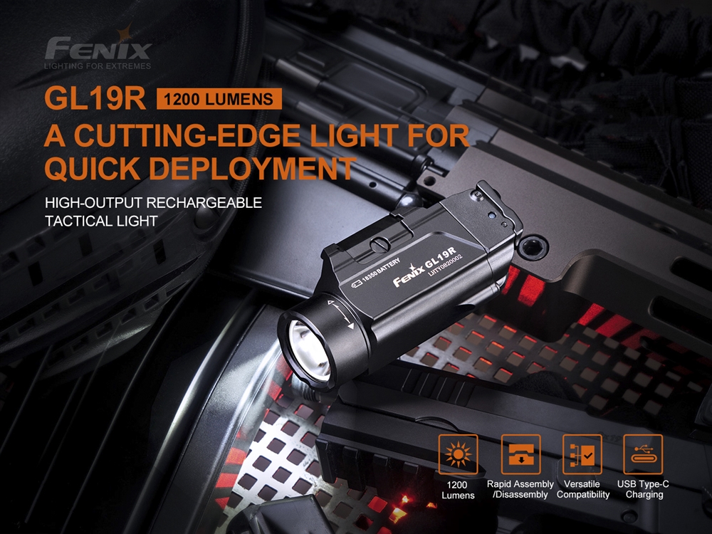 Rail Mount Flashlights Fenix GL19R 1200 Lumen Rechargeable Flashlight - Image 2