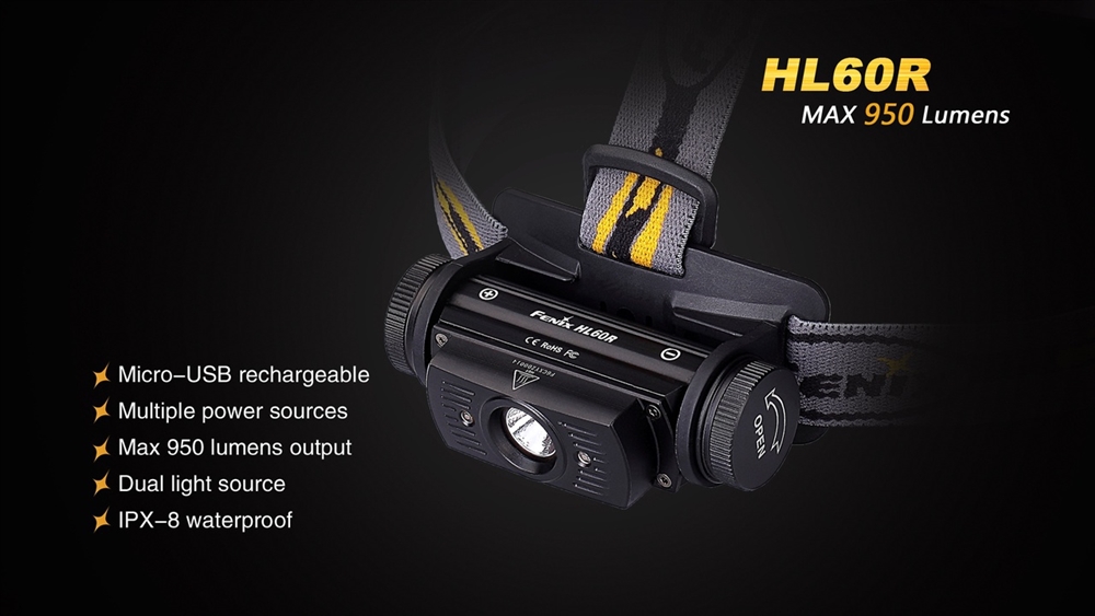 Headlamps Fenix HL60R Rechargeable Neutral White Headlamp - 950 Lumen - Image 3