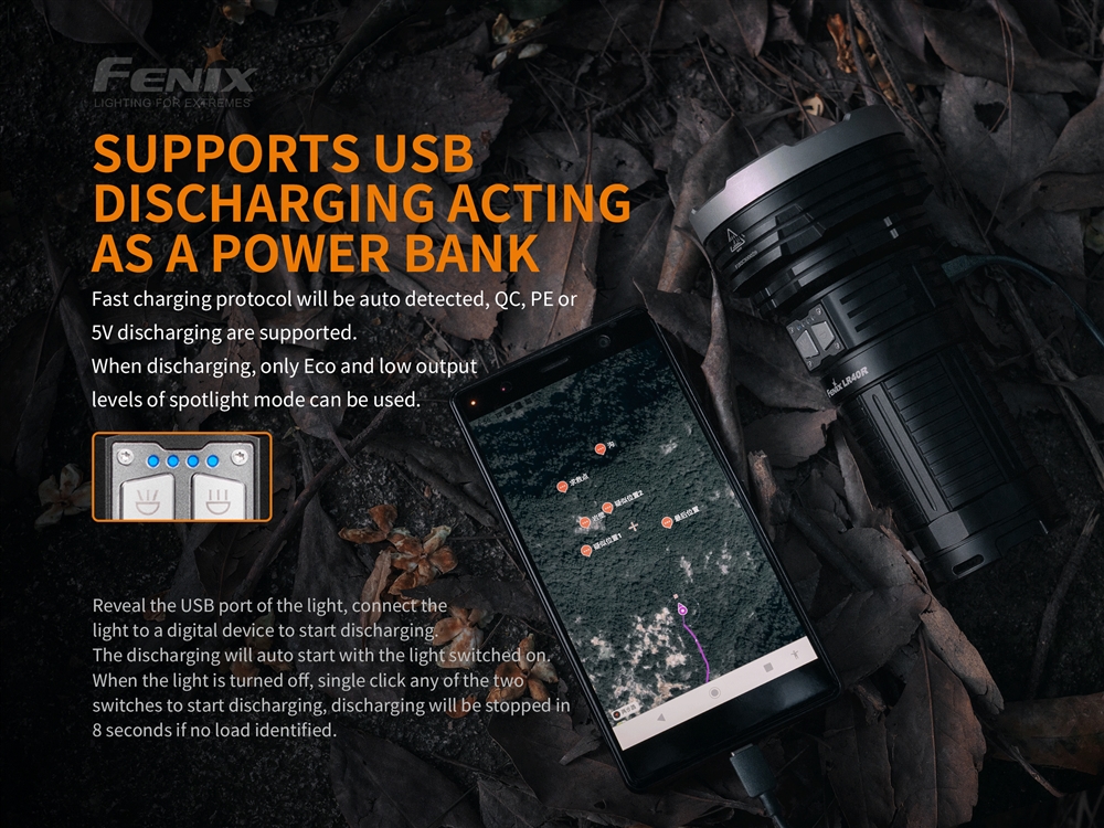 Long Throw Ultra Bright Fenix LR40R 12000 Lm USB Rechargeable Flashlight - Image 3