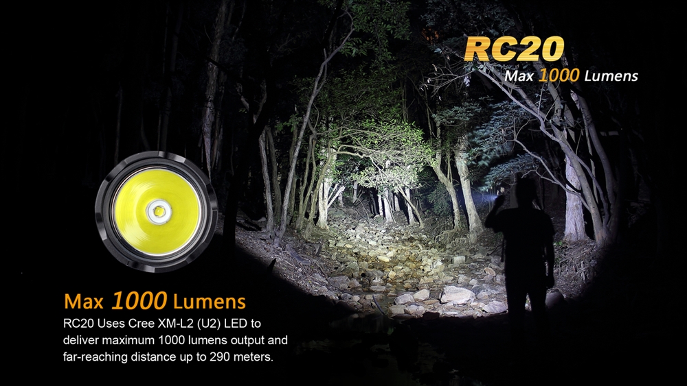 Tactical Flashlights Fenix RC20 XM-L2 1000 Lumens Rechargeable LED Light - Image 2