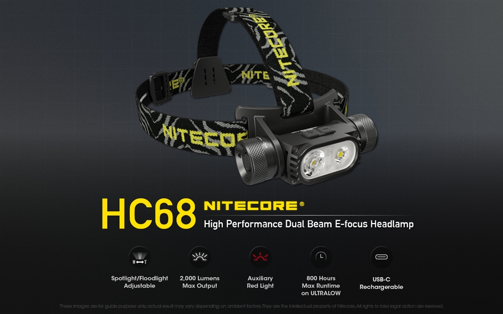 Headlamps Nitecore HC68 2000 Lumen Rechargeable Focusable Headlamp - Image 2
