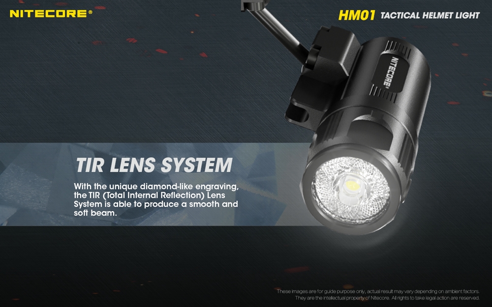 Headlamps Nitecore HM01 320 Lumen 360° Pivoting ARC Rail Helmet Light - Image 6