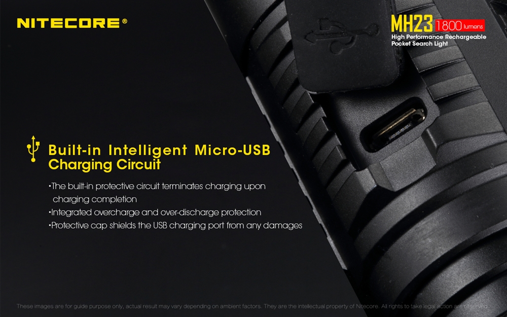 Rechargeable Flashlights NITECORE MH23 1800 Lumen USB Rechargeable Mini Flashlight - Image 5