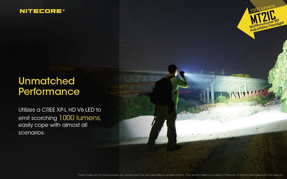 EDC Flashlights NITECORE MT21C 1000 Lumen 90 Degree Tiltable Head Flashlight - Image 3
