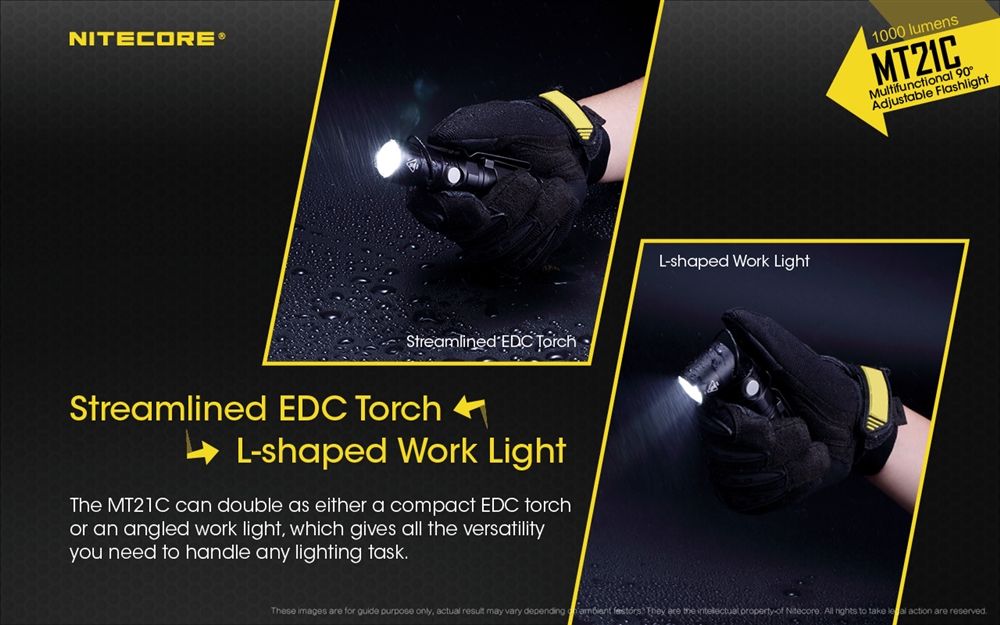 EDC Flashlights NITECORE MT21C 1000 Lumen 90 Degree Tiltable Head Flashlight - Image 5