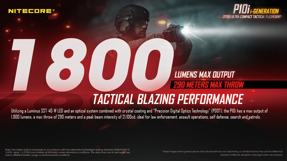 Tactical Flashlights NITECORE P10i 1800 Lm USB-C Rechargeable Tactical Flashlight - Image 2