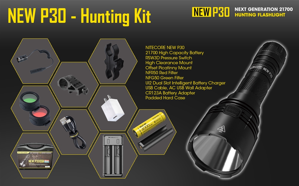 Hunting Flashlights NITECORE NEW P30 1000 Lumen Long Throw Hunting Flashlight Kit - Image 2