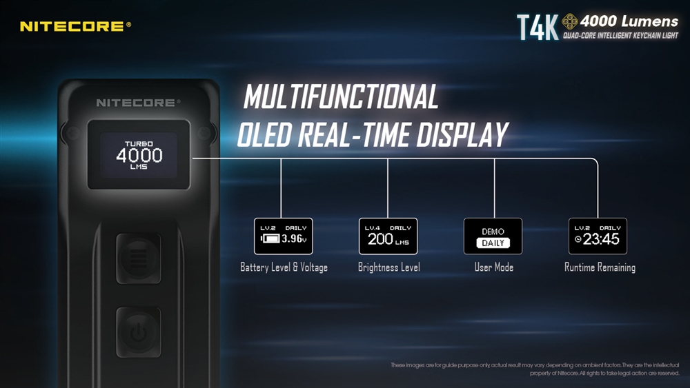 Keychain Lights Nitecore T4K 4000 Lm Super Bright Keychain EDC Flashlight - Image 3