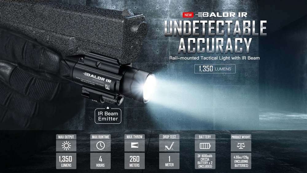 PL, Baldr And Odin Series Olight Baldr IR 1350 Lumen Flashlight With IR Laser Sight - Image 2