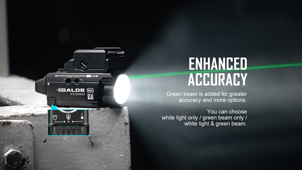 PL, Baldr And Odin Series Olight Baldr Mini 600 Lumen Flashlight With Green Laser - Image 3