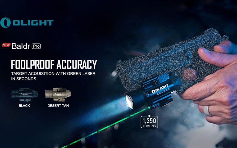 PL, Baldr And Odin Series Olight Baldr Pro 1350 Lumen Flashlight Green Beam Combo - Image 4