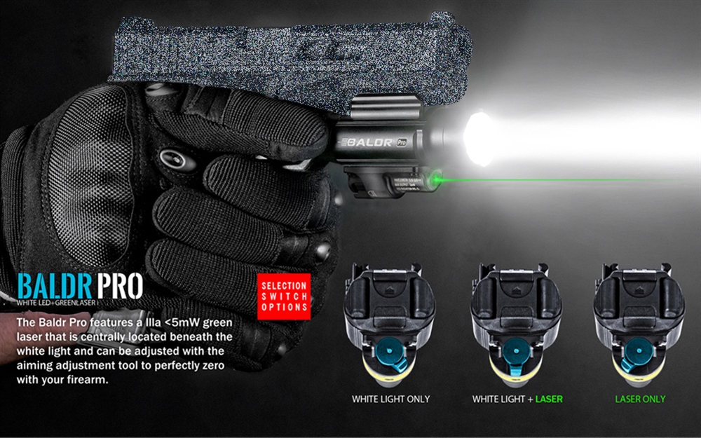 PL, Baldr And Odin Series Olight Baldr Pro 1350 Lumen Flashlight Green Beam Combo - Image 6