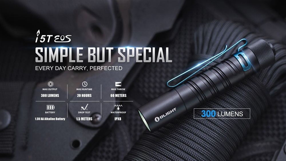 EDC Flashlights Olight I5T EOS 300 Lumen Compact 1x AA EDC Flashlight - Image 6