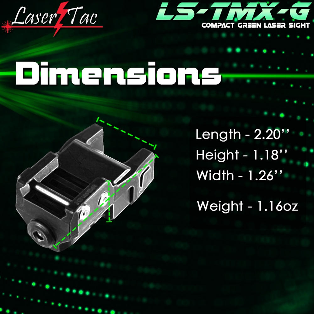 LaserTac TMX-G Low Profile Rechargeable Green Laser Sight - Image 4