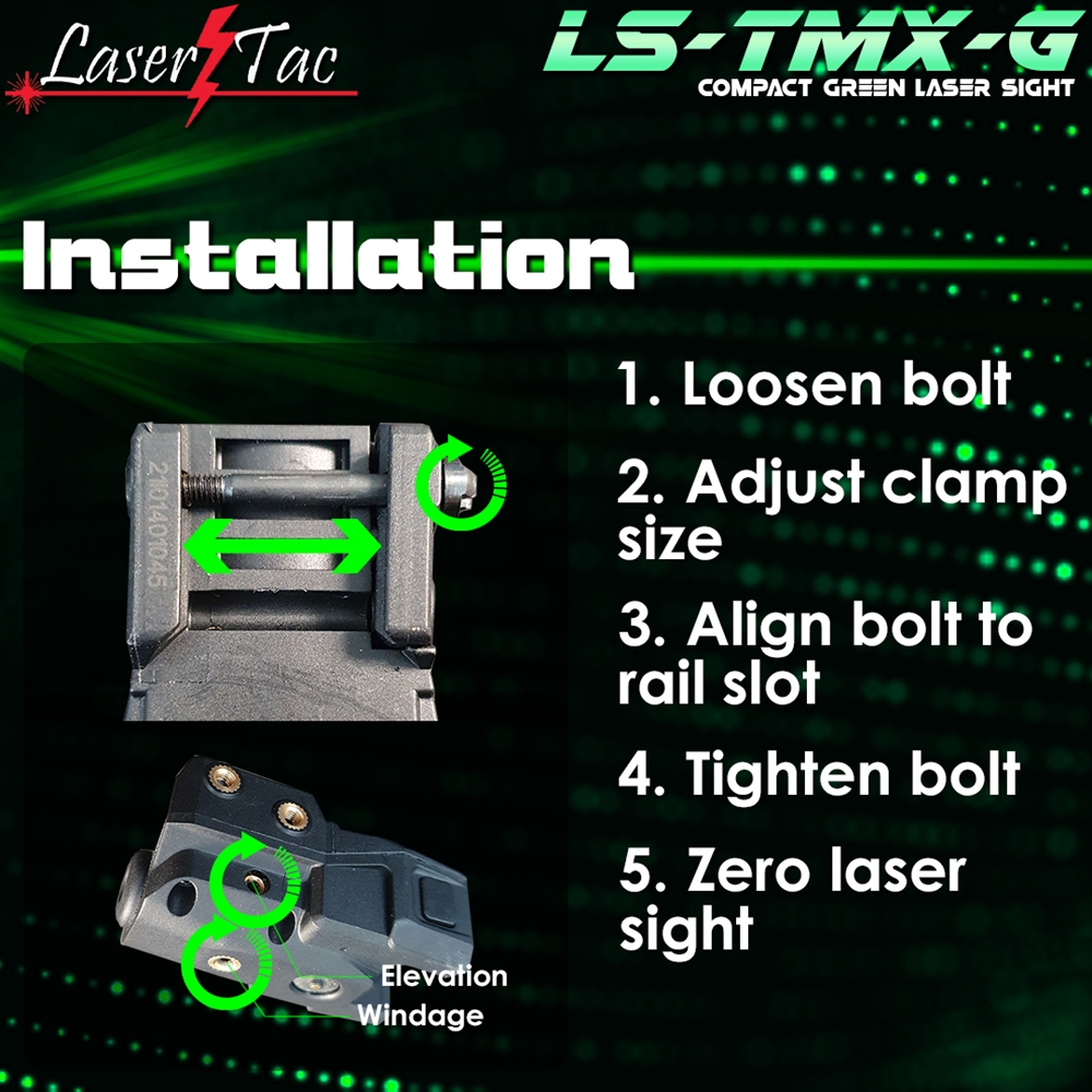 LaserTac TMX-G Low Profile Rechargeable Green Laser Sight - Image 6
